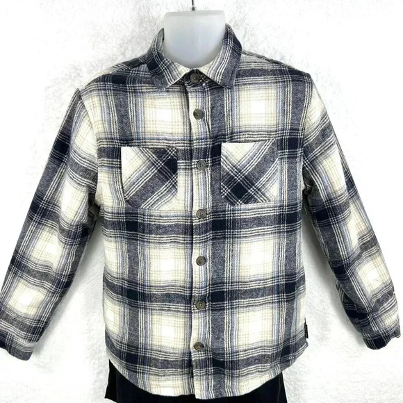 Brooklyn Cloth Mens S Heavy Flannel Sherpa Lined Shacket Windowpane Plaid Jacket - Picture 1 of 16